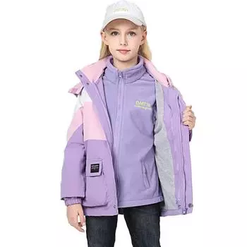 Детская осенне-зимняя теплая утолщенная куртка для девочек, съемная ветровка, пальто, куртка 130