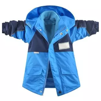 Детская осенне-зимняя теплая утолщенная куртка, съемная ветровка для двух видов одежды, куртка 130