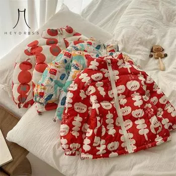 Детская осенне-зимняя утепленная куртка на хлопковой подкладке с героями мультфильмов для маленьких и средних детей, утепленная хлопковая куртка для малышей 90