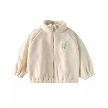 Детская осенняя куртка для мальчиков и девочек, флис, длинные рукава, подкладка, воротник-стойка, теплая рубашка на молнии 80cm