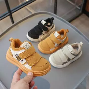 Детская осенняя обувь для мальчиков, однотонная кожаная обувь, повседневная обувь для девочек, маленьких и средних детей, модная спортивная обувь 21 жёлтый