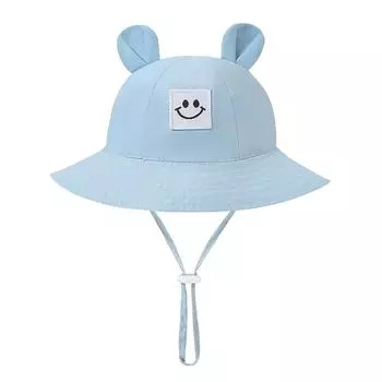 Детская панама мишка для младенцев 3-12 месяцев, небесно-голубая