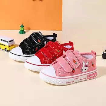 Детская парусиновая обувь для девочек, весенне-осенняя повседневная дышащая обувь «Сотня» 32 чёрный