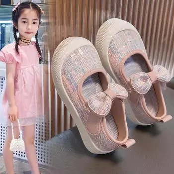 Детская парусиновая обувь. Новая повседневная обувь весны и осени. Модная и модная, мягкая подошва, тенденция одиночной обуви One Step Girl 22 розовый