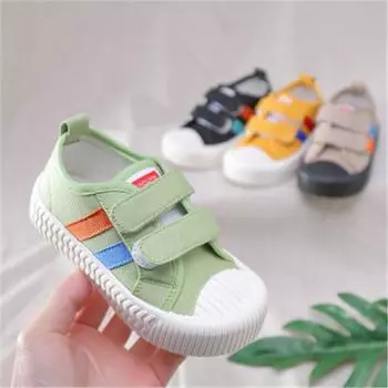 Детская парусиновая обувь с петлевыми застежками, удобная мягкая подошва, износостойкая повседневная обувь унисекс 21 коричневый