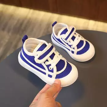 Детская парусиновая обувь Zapatillas, кроссовки для малышей и младенцев, однотонные повседневные туфли для детей, дышащая мягкая подошва, плоская модная обувь для девочек 21 13.5cm чёрный