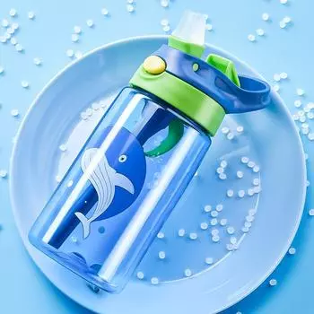 Детская питьевая трубочка, специальная бутылка для воды с защитой от падения, для школы летом, переносные пластиковые стаканчики для воды 480ml