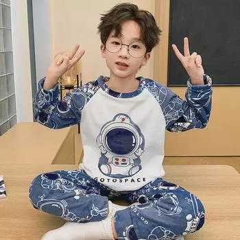 Детская пижама из флиса с рисунком кораллового цвета - теплая, плотная фланелевая с круглым вырезом для мальчиков, коллекция осень/зима Size 16 (Height 135-145 cm)