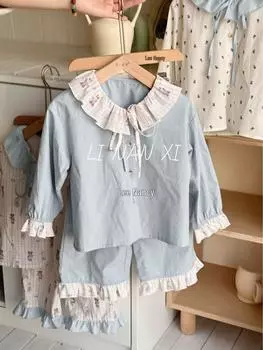 Детская пижама с кружевным бантом