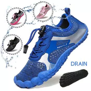 Детская пляжная обувь для прогулок, дренажная обувь для босиком, аква-обувь, быстросохнущая обувь для водных видов спорта, детские сандалии для плавания, дайвинга, рыбалки и серфинга 29–38 29 синий