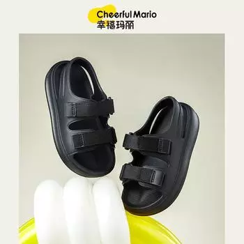 Детская пляжная обувь Happy Mary для родителей и детей Eva, тапочки на мягкой подошве для девочек, модные сандалии для больших детей для мальчиков 170 чёрный