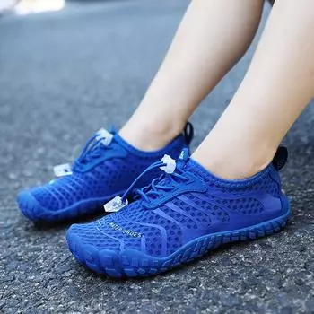 Детская пляжная обувь с дышащей сеткой, детская нескользящая обувь для водных видов спорта, быстросохнущие кроссовки для плавания и подводного плавания для мальчиков и девочек 29 синий