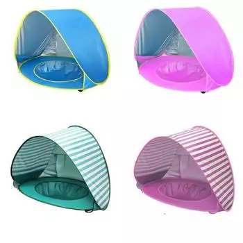 Детская пляжная палатка с УФ-защитой от солнца и бассейном Детская пляжная палатка с выдвижным портативным навесом для бассейна УФ-защита от солнца