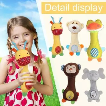 Детская плюшевая игрушка-подвеска в виде животного из мультфильма, подарок на день рождения, мягкая успокаивающая сенсорная игрушка-подвеска со встроенной погремушкой One Size