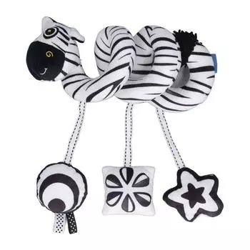Детская плюшевая игрушка-животное, игрушки для коляски, черно-белая спиральная развивающая подвесная игрушка, игрушки для кроватки и коляски
