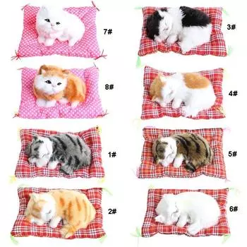 Детская плюшевая мягкая игрушка милый спящий кот пресс-симуляция звук животное кукла подарок 8