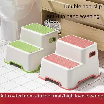 Детская подставка для ног: Детский туалет и стульчик для мытья рук full-cover double-layer stool серый