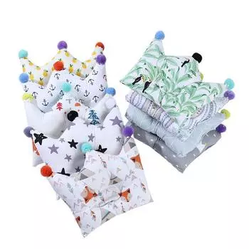 Детская подушка из 100% хлопка, модная детская подушка в форме короны, подушка для коррекции сна, модная подушка с мультяшным рисунком розовый