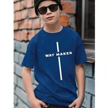 Детская полосатая принтованная хлопковая футболка для мальчиков, повседневные футболки с коротким рукавом и круглым вырезом для девочек 100 чёрный