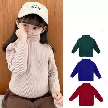 Детская полуводолазка для девочек и мальчиков, осенне-зимний вязаный свитер, детский свитер 80cm