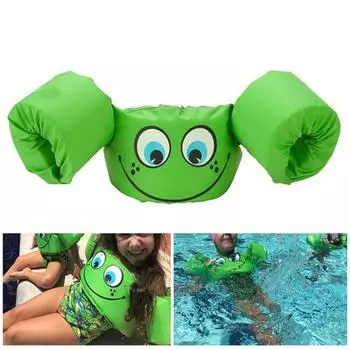 Детская поплавковая куртка для плавания с героями мультфильмов, жилет безопасности зелёный