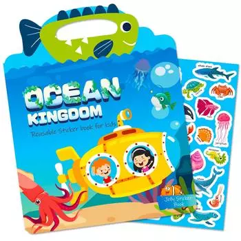 Детская портативная книга с наклейками из желе, которую можно многократно наклеивать, фокусирующая головоломка, сцена развития, книга раннего образования