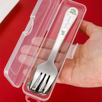 Детская посуда Милый кролик Монстр Машина Милая ложка Вилка Мультяшная плоская ложка