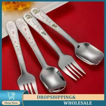Детская посуда Monster Car Cartoon Lovely Flat Headed Spoon Cute Rabbit Spoon For Vilka