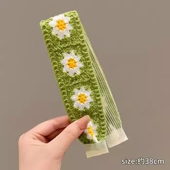 Детская повязка для укладки выбившихся волос Винтажная вязаная на липучке Милая повязка для девочки Аксессуары для волос для девочек Диадемы