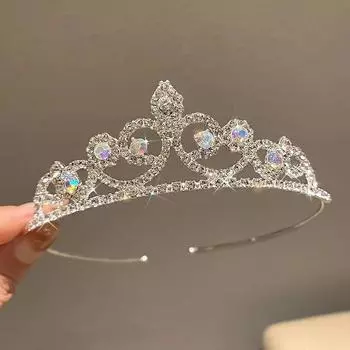 Детская повязка для волос из сплава, повязка для волос, головной убор, металлическая повязка для волос принцессы с бриллиантами для девочек, корона для волос