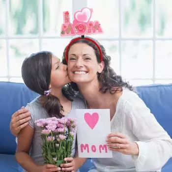 Детская повязка для волос с цветочным принтом, празднование Дня матери, эластичная противоскользящая обруч для волос «Я люблю маму», реквизит для фотосессии, декоративная повязка для головы детей A