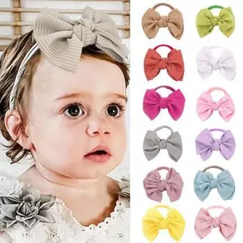 Детская повязка для волос с милым большим бантом, высокая эластичная повязка ручной работы для маленьких мальчиков и девочек, аксессуары, подарок для новорожденного розовый