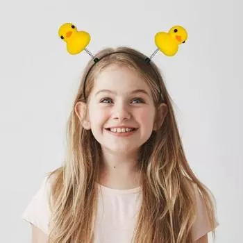 Детская повязка для волос Yousheng, декор в виде утенка, эластичная пружина, обычная посадка, противоскользящая, украшение для волос с маленькими зубцами, детский обруч для волос жёлтый