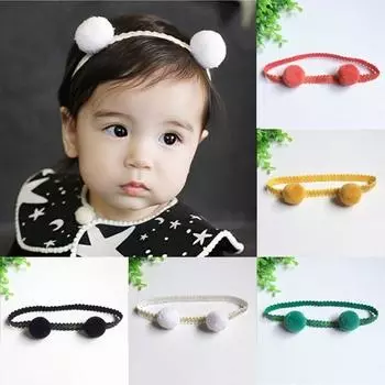 Детская повязка на голову для девочек, кружевная повязка для волос с шариком для волос для малышей жёлтый