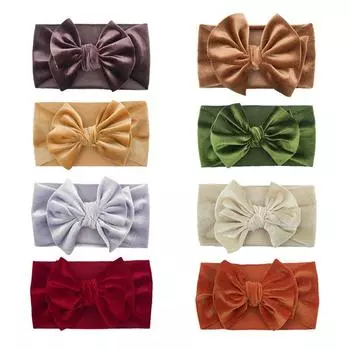 Детская повязка на голову, однотонная повязка на голову с бантом, детские аксессуары для волос