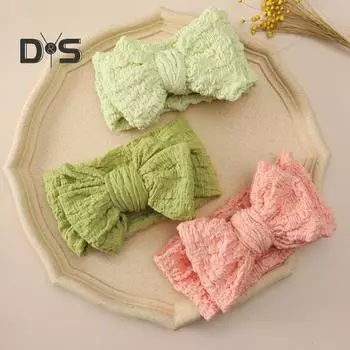 Детская повязка на голову с большим бантом, высокая эластичность, двухслойная, с широкими полями, завязанная, наряжается, одноцветная, повязка для волос для новорожденных, головные уборы для девочек, аксессуары для волос света кофе