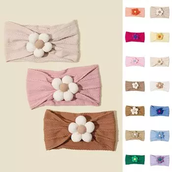 Детская повязка на голову с цветком - однотонный аксессуар для волос с 5 лепестками One Size бежевый