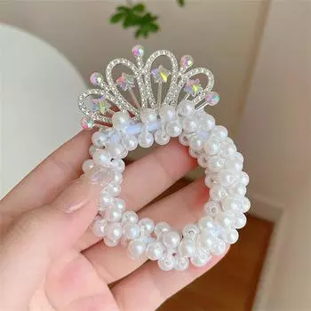 Детская повязка на голову с кристаллами, головной убор принцессы, жемчужная заколка для волос, корона, резинка для волос для девочек, аксессуары для волос