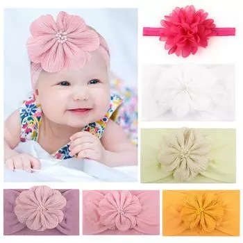 Детская повязка на голову с милым цветком, эластичная повязка на голову для новорожденных девочек, нейлоновые повязки на голову для маленьких девочек, детская повязка на голову жёлтый