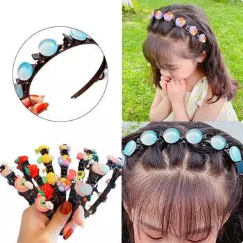 Детская повязка на голову с различными узорами, высокая эластичность, украшение, красочная милая повязка для волос, зажим для волос, головной убор с клубникой, аксессуар для девочек