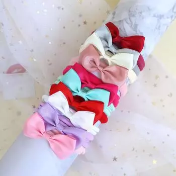Детская повязка на голову с разноцветными бантиками, мягкие эластичные повязки на голову для младенцев, повязка на голову для девочек, однотонный тюрбан для малышей, детские аксессуары для волос красный