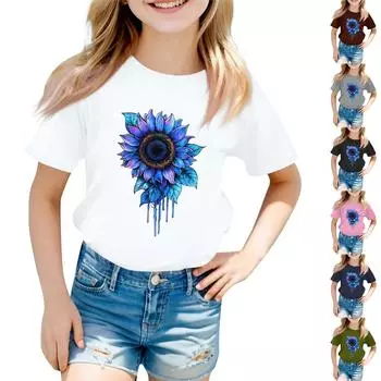 Детская повседневная футболка с круглым вырезом и короткими рукавами с принтом и надписью «Топ» 150 белый