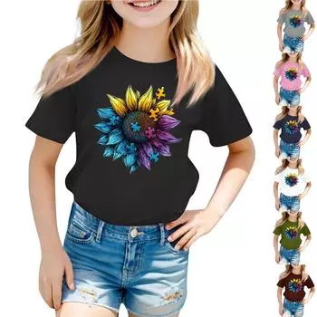 Детская повседневная футболка с круглым вырезом и короткими рукавами с принтом и надписью «Топ» 140