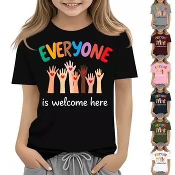 Детская повседневная футболка с круглым вырезом и короткими рукавами с принтом 130