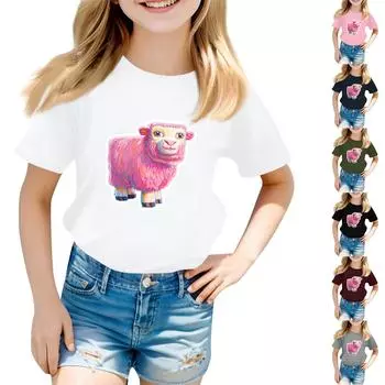 Детская повседневная футболка с круглым вырезом и короткими рукавами с принтом 110 чёрный