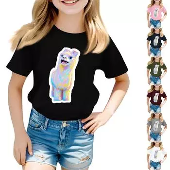 Детская повседневная футболка с круглым вырезом и короткими рукавами с принтом 160