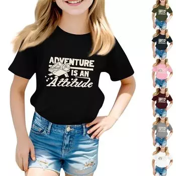 Детская повседневная футболка с круглым вырезом и короткими рукавами с принтом 150 винный