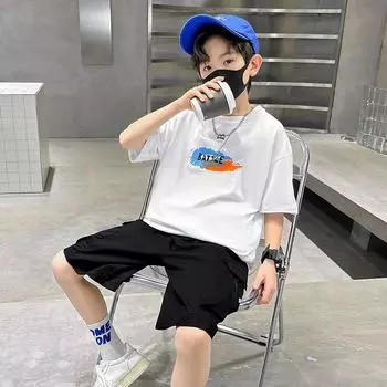 Детская повседневная хлопковая футболка, летний модный топ для мальчиков 100cm