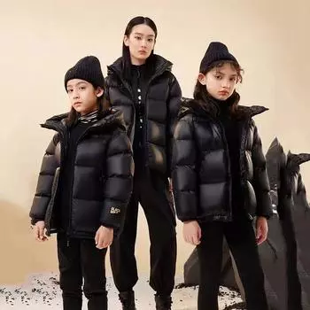 Детская повседневная куртка-пуховик осень/зима модная куртка-пуховик для девочек и мальчиков 110cm чёрный