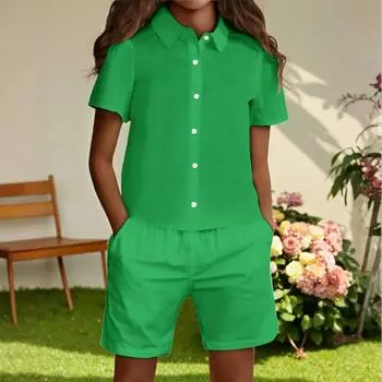 Детская повседневная модная рубашка на пуговицах и шорты 110